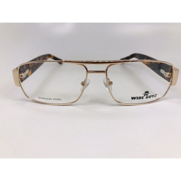 New Wide Guyz Gold & Havana SHANK Eyeglasses 60mm for The Stylish Large Man - Picture 3 of 12